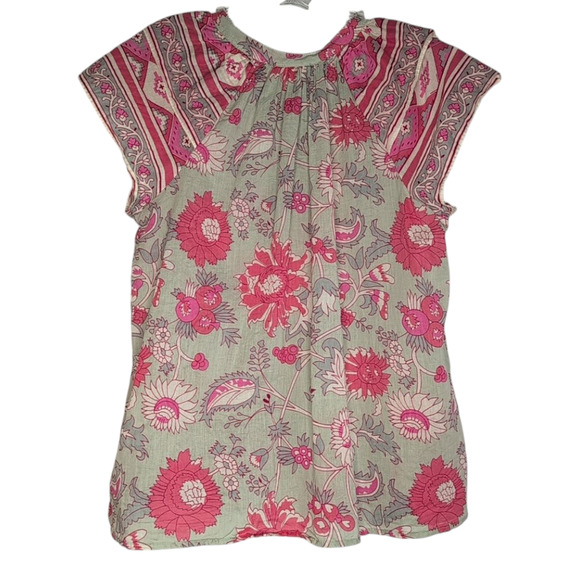 Jennifer & Grace Gray Floral Scoop Neck Cap Sleeve Blouse, size medium - Picture 2 of 9